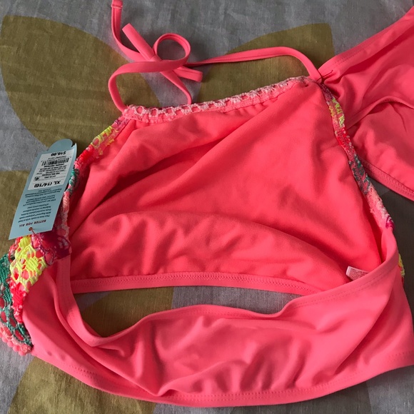 Cat & jack bright pink girls tankini Sz XL striped - Picture 6 of 7